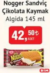 ALGİDA NOGGER SANDVİÇ ÇİKOLATA KAYMAK DONDURMA 145 ML ALGİDA NOGGER SANDVİÇ ÇİKOLATA KAYMAK DONDURMA 145 ML